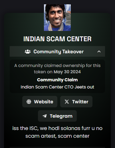 the dex is finally updated for our CTO, 

time to make the jeet dev regret this.

ca: 2ZW1ibLKG7mMpk9cLJdbDEhSJYt5WWymax6YsKv1uYu8