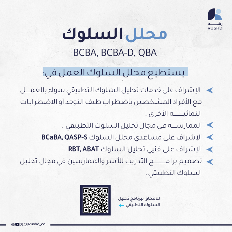 Sulukera's tweet photo. من المرخص لهم تقديم خدمات #تحليل_السلوك_التطبيقي ؟
تعرف على مهامهم واختار البرنامج الي يناسبك 👌🏻🔍
انضم إلينا الان!
#ABAT #RBT #BCaBA #QASP_S #BCBA #QBA