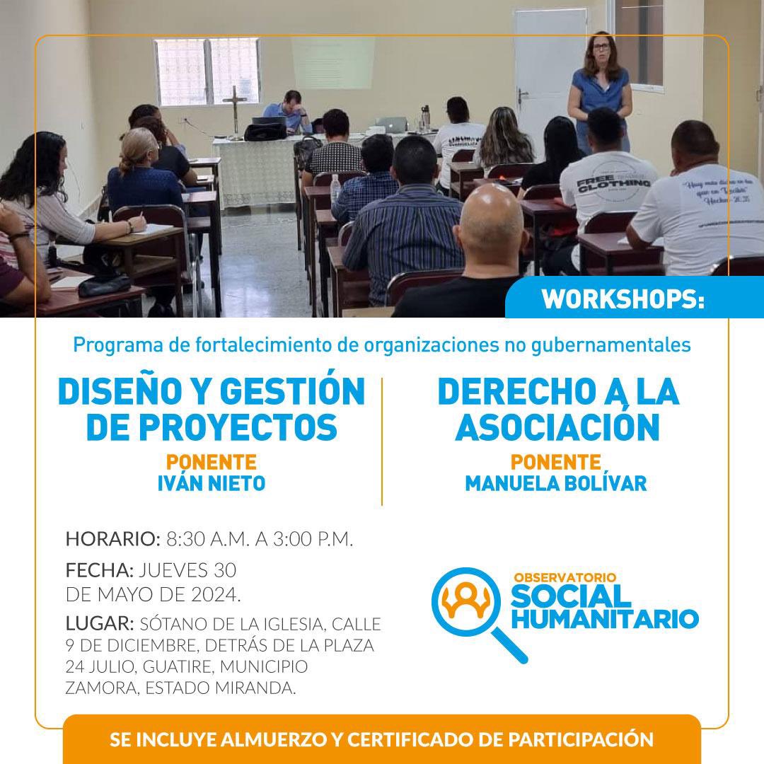 ¡Hoy estamos en Guatire!
Compartiendo con las organizaciones herramientas de:
📍 Diseño y gestión de proyectos
📍 Derecho a la asociación

¡Nos vemos en minutos!