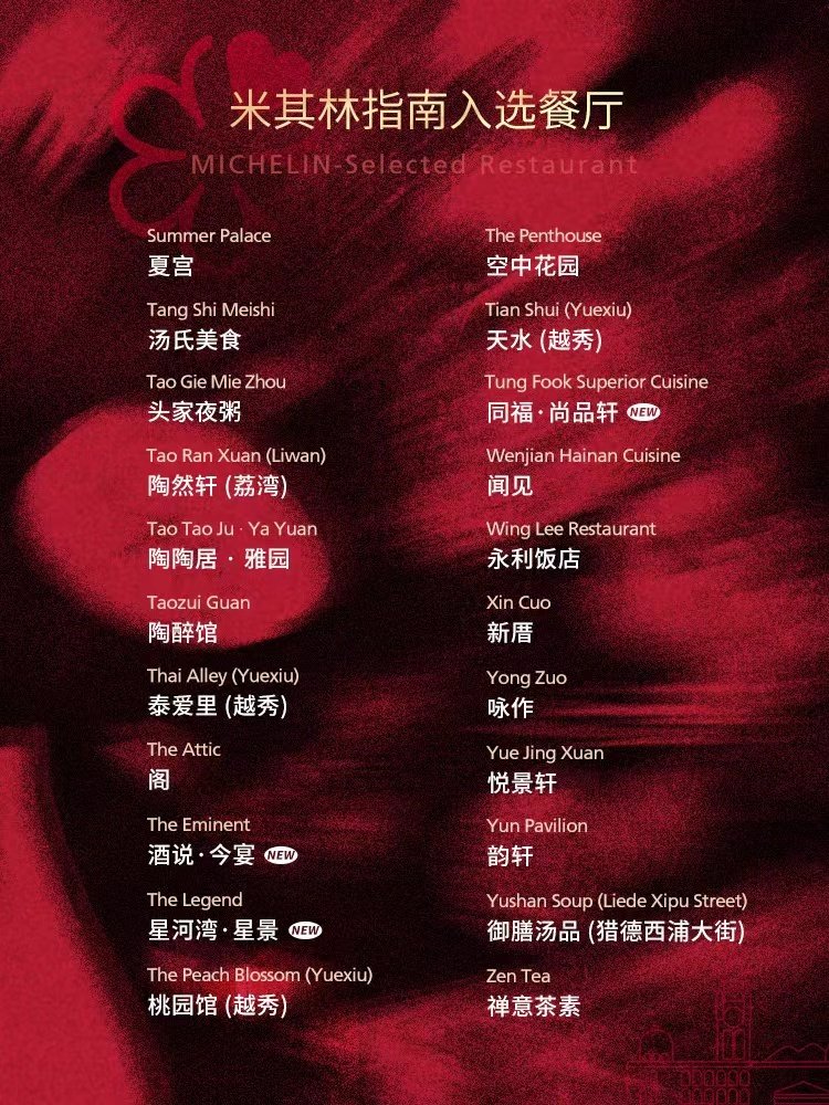 2024广州米其林指南入选餐厅