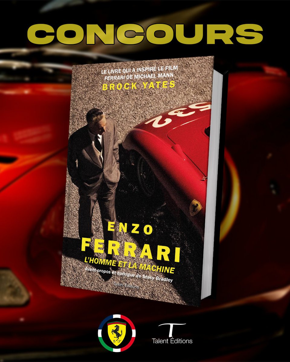 🔴 ~ JEU CONCOURS ~ 🔴

À l'occasion de votre soutien quotidien sur le compte, on vous fait gagner deux exemplaires du livre qui a inspiré le film Ferrari de Michael Mann : "Enzo Ferrari, l'homme et la machine" !

Pour participer : 
- Like + RT ce tweet 
- Follow <a href="/FerrariF1FRA/">Scuderia Ferrari FRA</a> et