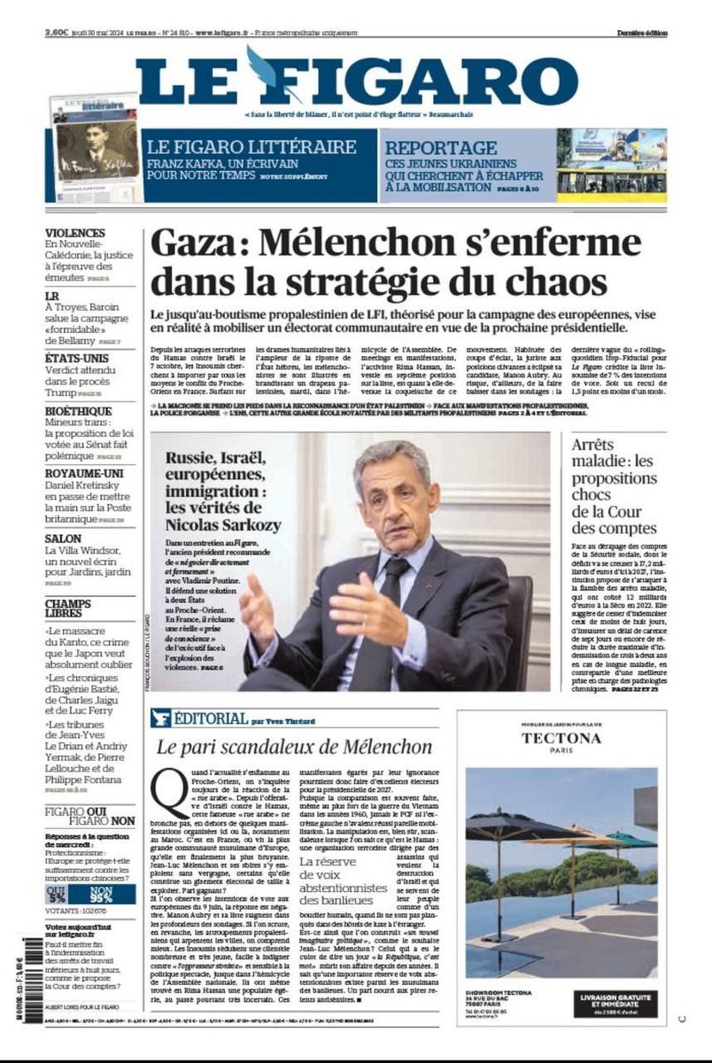 Naguère Le Figaro était un journal. Aujourd'hui, un pauvre bulletin relayant des propagandes lamentables. Le Figaro ignore que bien des gens de droite condamnent le génocide à Gaza. Eux aussi savent à quoi s'en tenir sur l'origine des éléments de langage de cette Une.