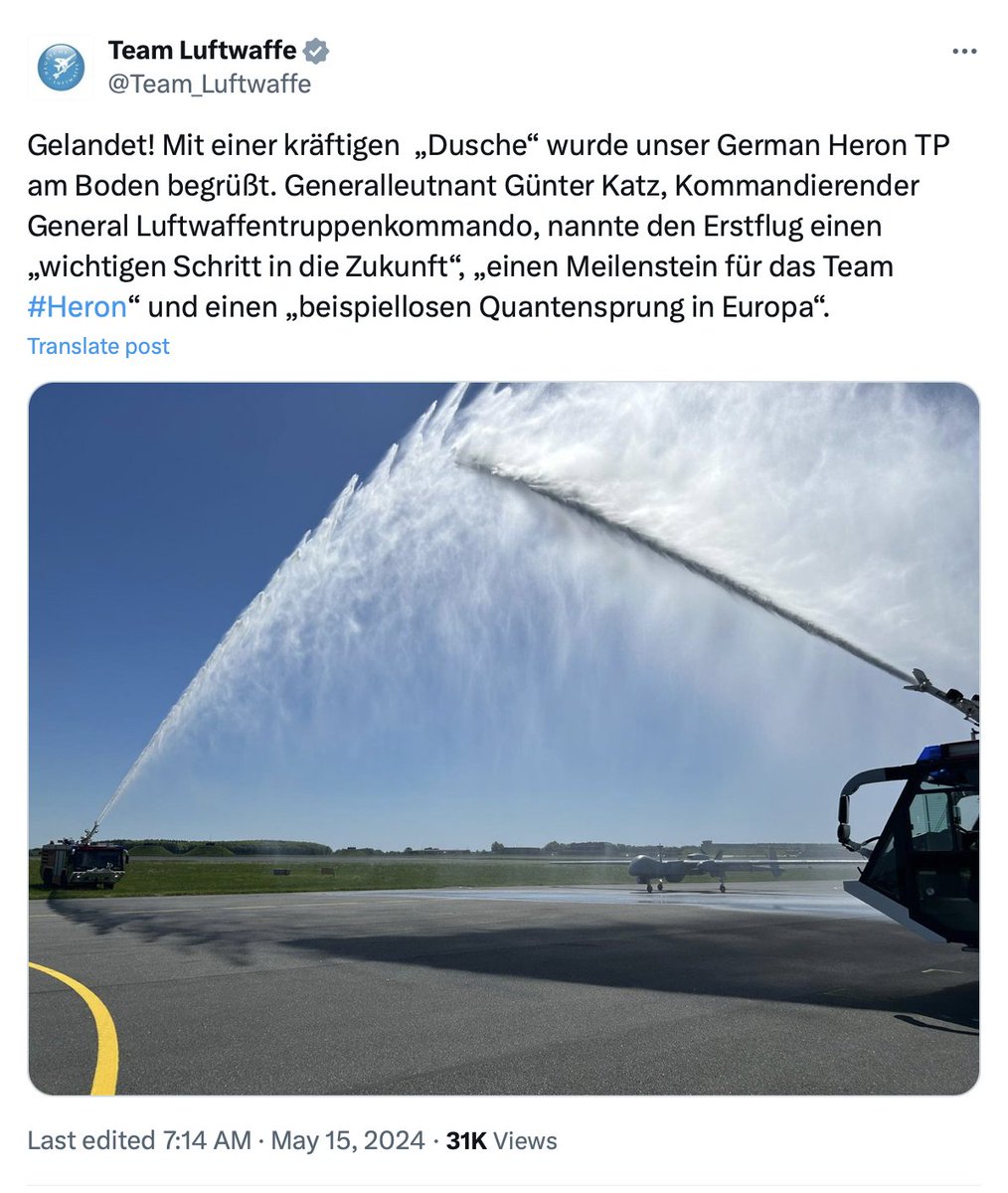 On May 15, Nakba Day, the Berlin regime's air force @Team_Luftwaffe, which was founded by veterans of the Hitler administration, performed a ceremonial salute for an Israeli 'Heron' killer drone. These German monsters celebrated the machinery of systematic child-murder
