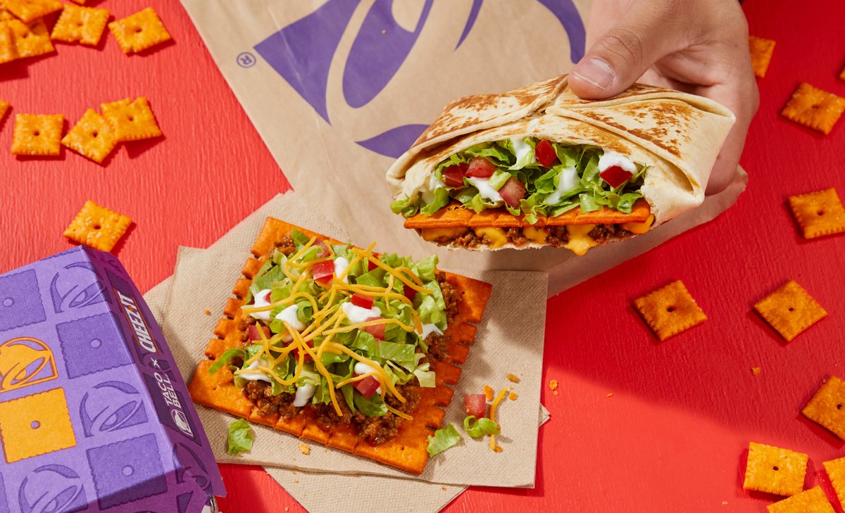 NRNonline's tweet photo. Taco Bell will bring its Cheez-It Crunchwrap nationwide. The chain first tested the Cheez-It Crunchwrap Supreme and Cheez-It Tostada in 2022 and it was the most popular test item that year. https://t.co/B0DmH4UECn https://t.co/FiNJfx8i1B