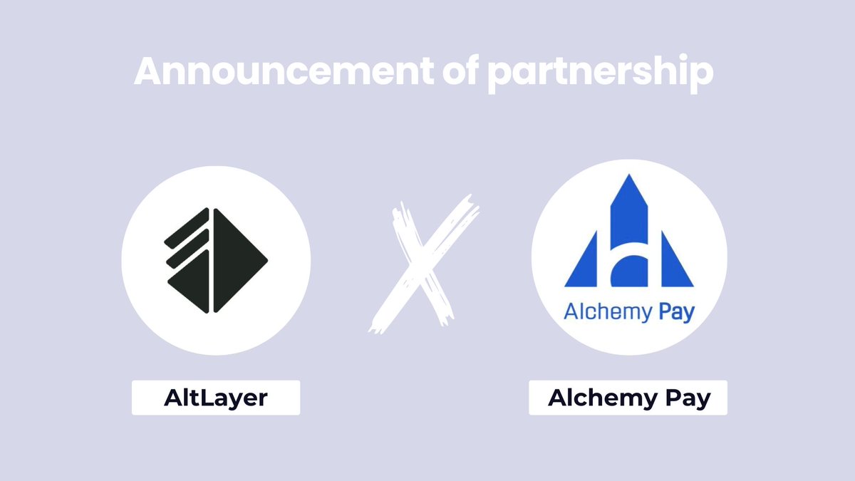 📢 @alt_layer team announced a partnership with @AlchemyPay 🔝

Through this partnership, Alchemy Pay and #AltLayer are teaming up to further explore blockchain technology, aiming for mass adoption with tailored rollup solutions and efficient On and Off-Ramp services!!!