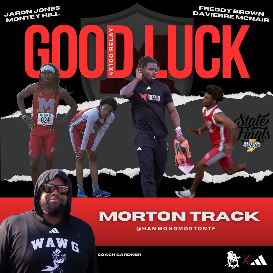 Good luck to <a href="/coachrobgardner/">Rob Gardner</a> and our <a href="/HammondMortonTF/">Hammond Morton Track & Field</a> Boys 4x100 team (Freddy Brown, Davierre McNair, Montey Hill and Jaron Jones) who leave today to compete in the IHSAA State Finals this weekend!