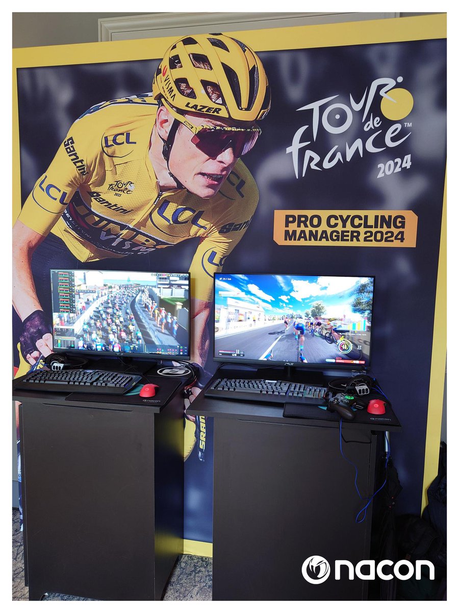 NaconFR's tweet photo. Tour de France 2024 et Pro Cycling Manager 2024 seront disponibles dans quelques jours, l'occasion pour nous de présenter les nouveautés et changements à la presse et à nos partenaires ! https://t.co/5nFkdDf5l5