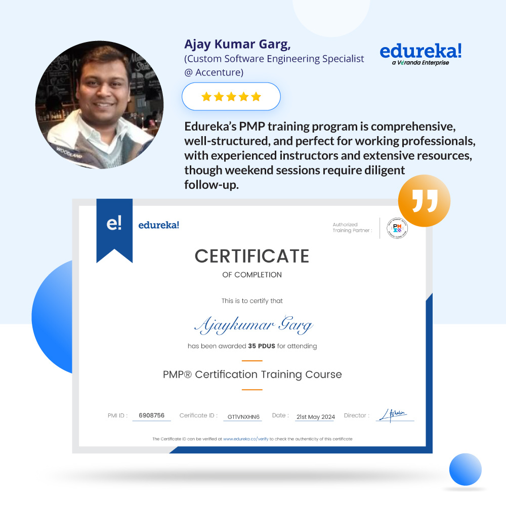 Inspired by Ajay’s dedication? Enroll in our PMP Certification Training Course today @ bit.ly/455343T and elevate your project management skills to new heights!
:
:
:
#Edureka #RidiculouslyCommitted  #LearnWithEdureka #Upskilling #Onlinelearning #Onlinecertification #PMP
