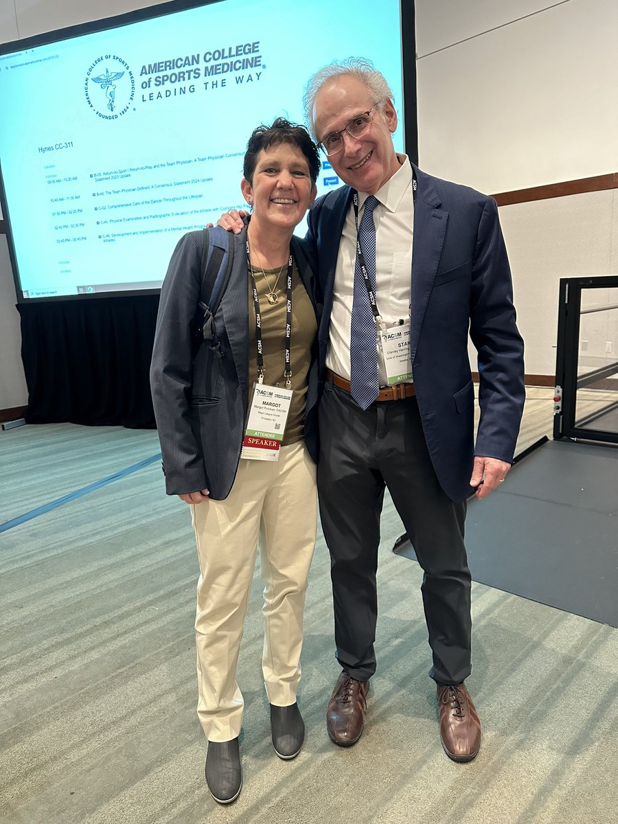Fantastic session on forthcoming #TPCC Team Physician Statement from two of the best to ever do it #GOAT @MPutukian @stanherringmd A Team Physician has the knowledge, skills, and attitudes to work with a multidisciplinary team to care for the whole athlete @ACSMNews #ACSM2024
