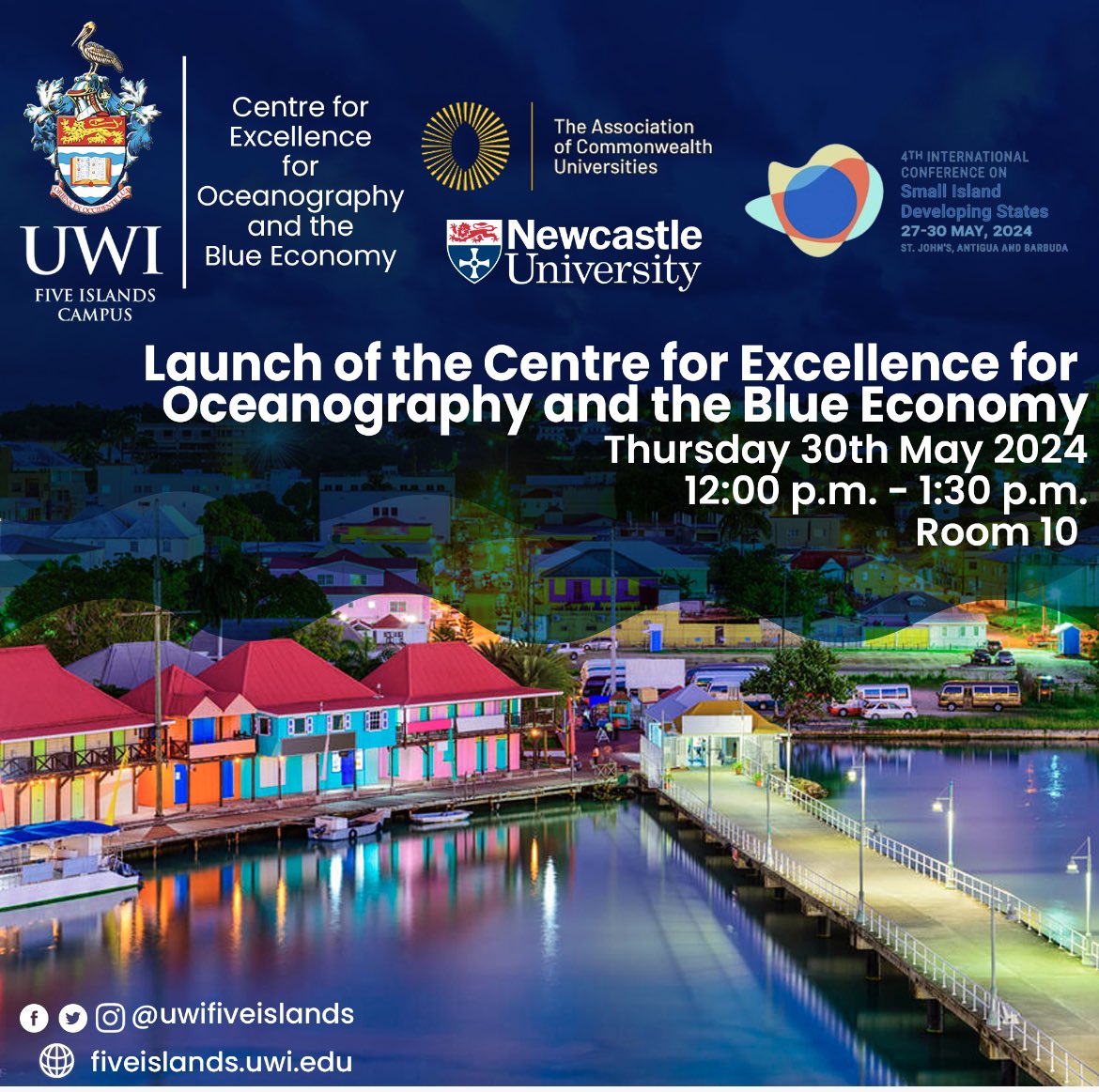 At <a href="/UN/">United Nations</a> #SIDS4 today? Join us for the launch of the new Centre of Excellence in Oceanography and the Blue Economy! 

Room 10 
12pm