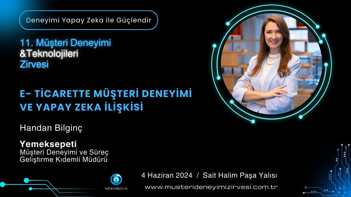 cxclub_nice's tweet photo. E- TİCARETTE MÜŞTERİ DENEYİMİ VE YAPAY ZEKA İLİŞKİSİ, 4 Haziran'da  11. Müşteri Deneyimi &amp; Teknolojileri Zirvesi'nde  Yemeksepeti Müşteri Deneyimi ve Süreç Geliştirme Kıdemli Müdürü  Handan Bilginç tarafından ele alınıyor. @yemeksepeti 
Bilet için➡️ https://t.co/54i3drmgkW https://t.co/YzcpJj8vJl