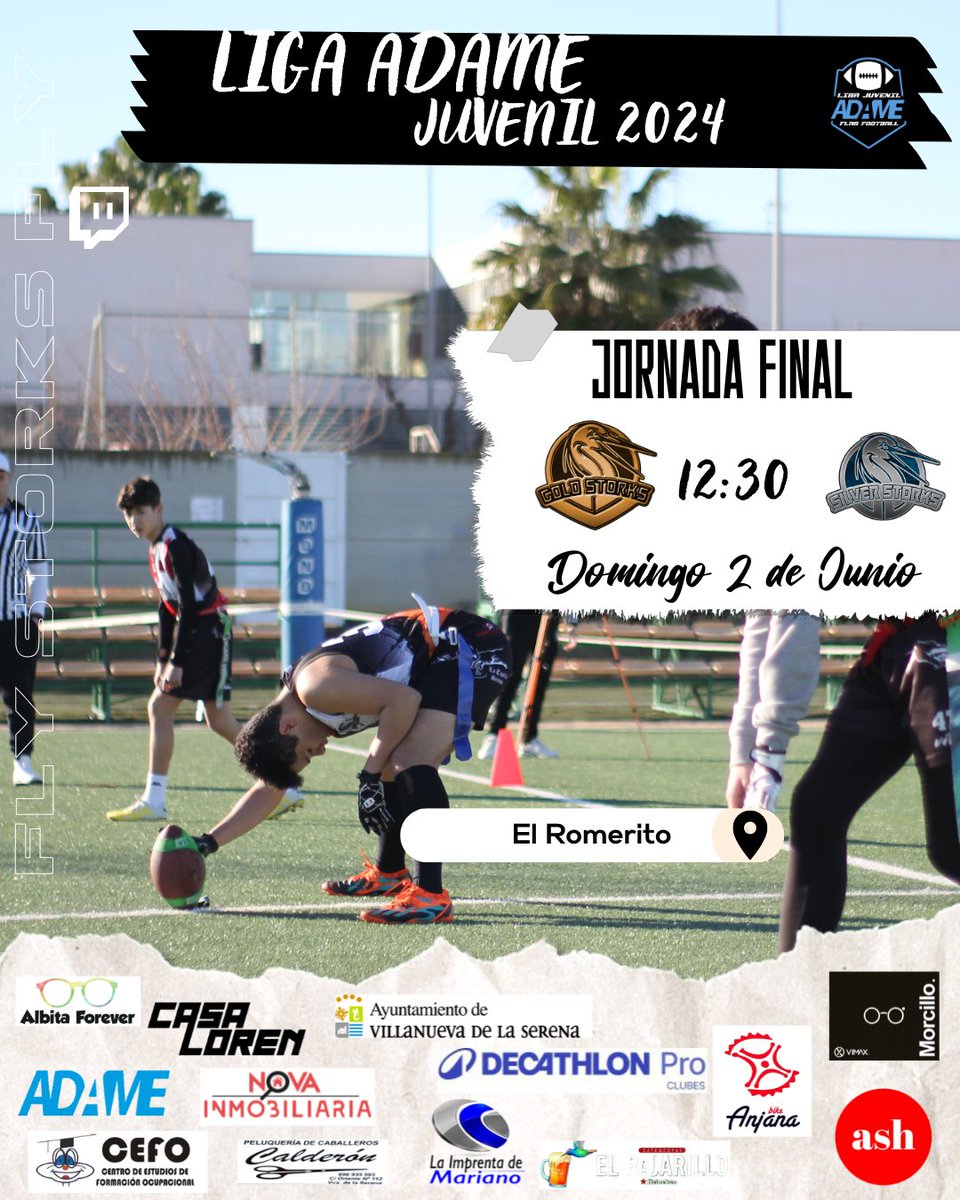 Vva_BlackStorks's tweet photo. Toca la 🏆 final de la Liga Juvenil ADAME de #FlagFootball🏈 2024:

🏟️El Romerito
🕧Domingo 12:30h
#GoldStorks🟡 🆚 #SilverStorks⚪️

🤔¿Revalidará el título Silver o serán derrocados por los Gold, en esta 2ª edición de la liga villanovense U17?

✍️Previa⤵️
https://t.co/8IzIpR3Z0C https://t.co/ZCalrZnpxs