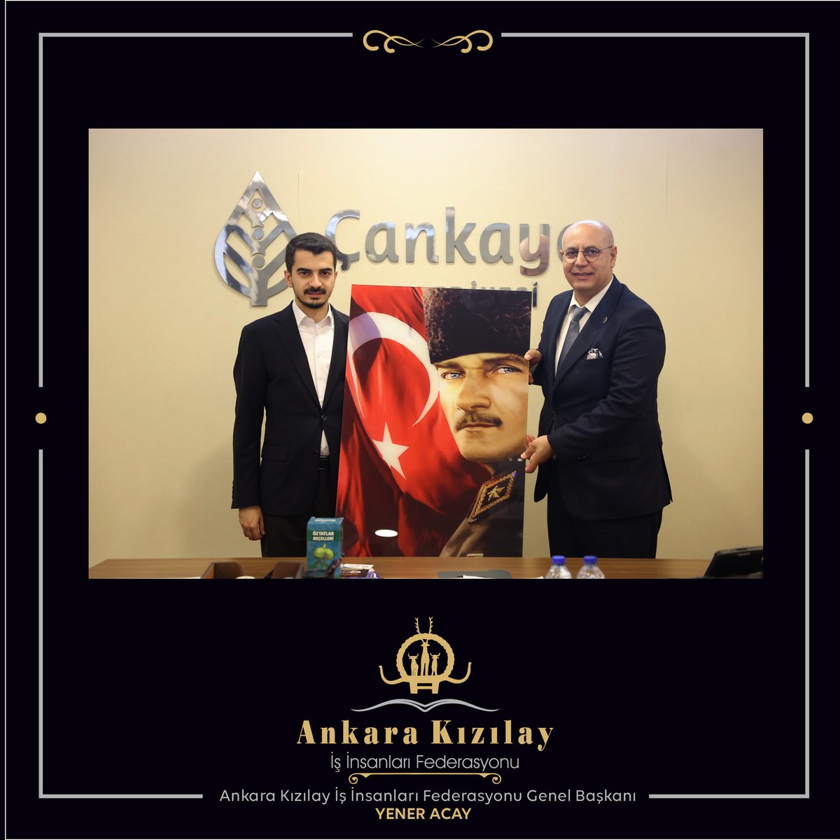 Kızılay İş İnsanları Federasyonu Genel Başkanımız Sayın Yener ACAY ve Değerli Yönetim Kurulu Heyetimiz ile birlikte ÇANKAYA BELEDİYE BAŞKANI'MIZ SAYIN HÜSEYİN CAN GÜNER BEY'i ziyarette bulunduk.