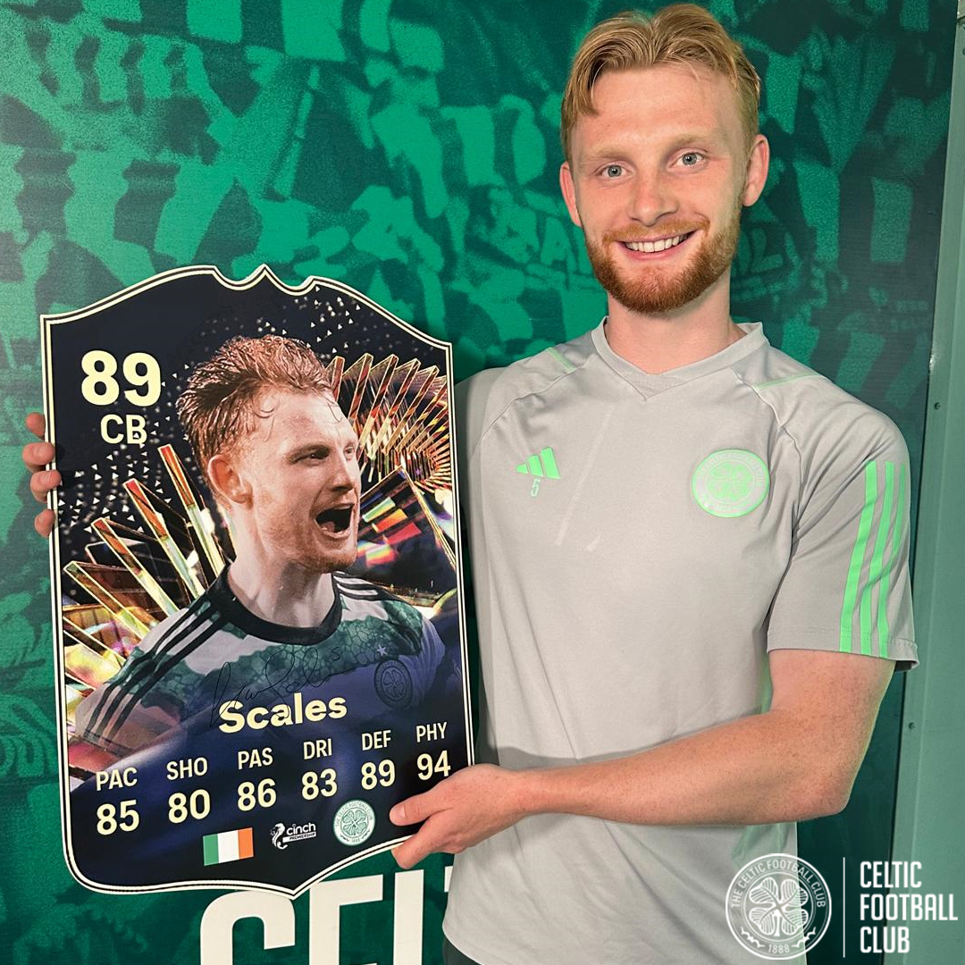 🤩 Win Liam Scales' signed @EASPORTSFC #FC24 #TOTS Item! 🔃 Repost 💬 Tag a friend in the replies Good luck, Celts! 🙌 T&C: celticfc.com/celtic-fc-x-co… #CelticFC🍀