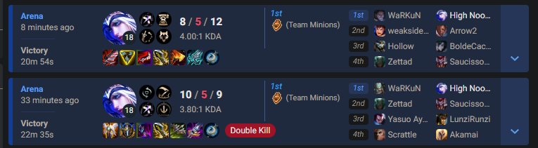 (respectfully) WHERE ARE MY DOPAMINE POINTS RIOT

WHY ARE WE NOT GETTING ANY ARENA POINTS FOR WINNING RIOT <a href="/RiotSupport/">Riot Games Support</a> 

WHY DID <a href="/TheWarkun/">WaRKuN</a> FORGET TO LEVEL ULT ON TRYNDA AND WE LOST THE ROUND?