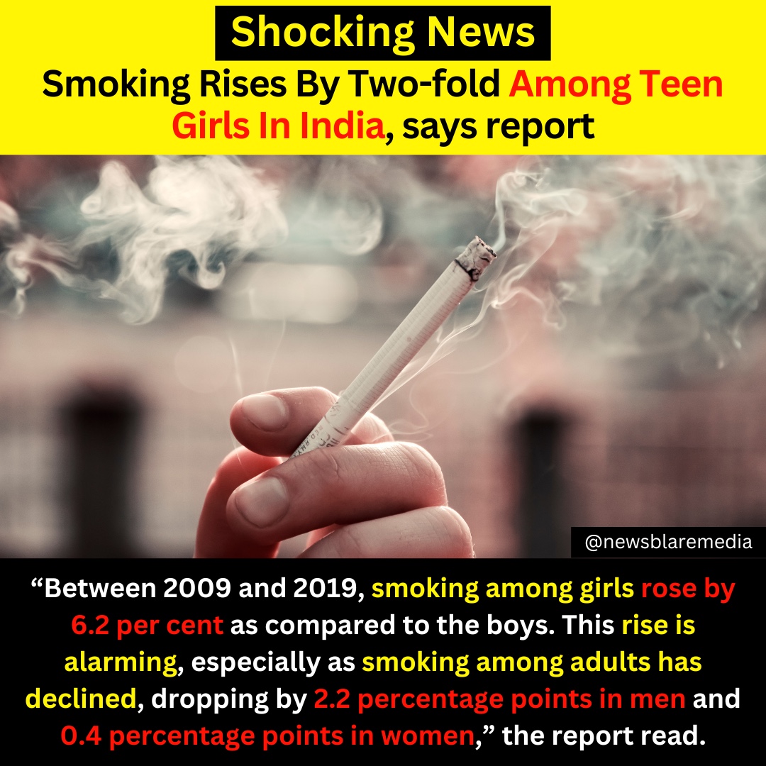 Issued by the India Tabacco Control, the report says while the numbers are rising among adolescents, it has decreased among older women. 

#smoking_challenge #tobacco #teengirls #teengirls #women #tobacco #hooked #tobaccofree #Shocking #facts #trendingnews #viralnews #virals