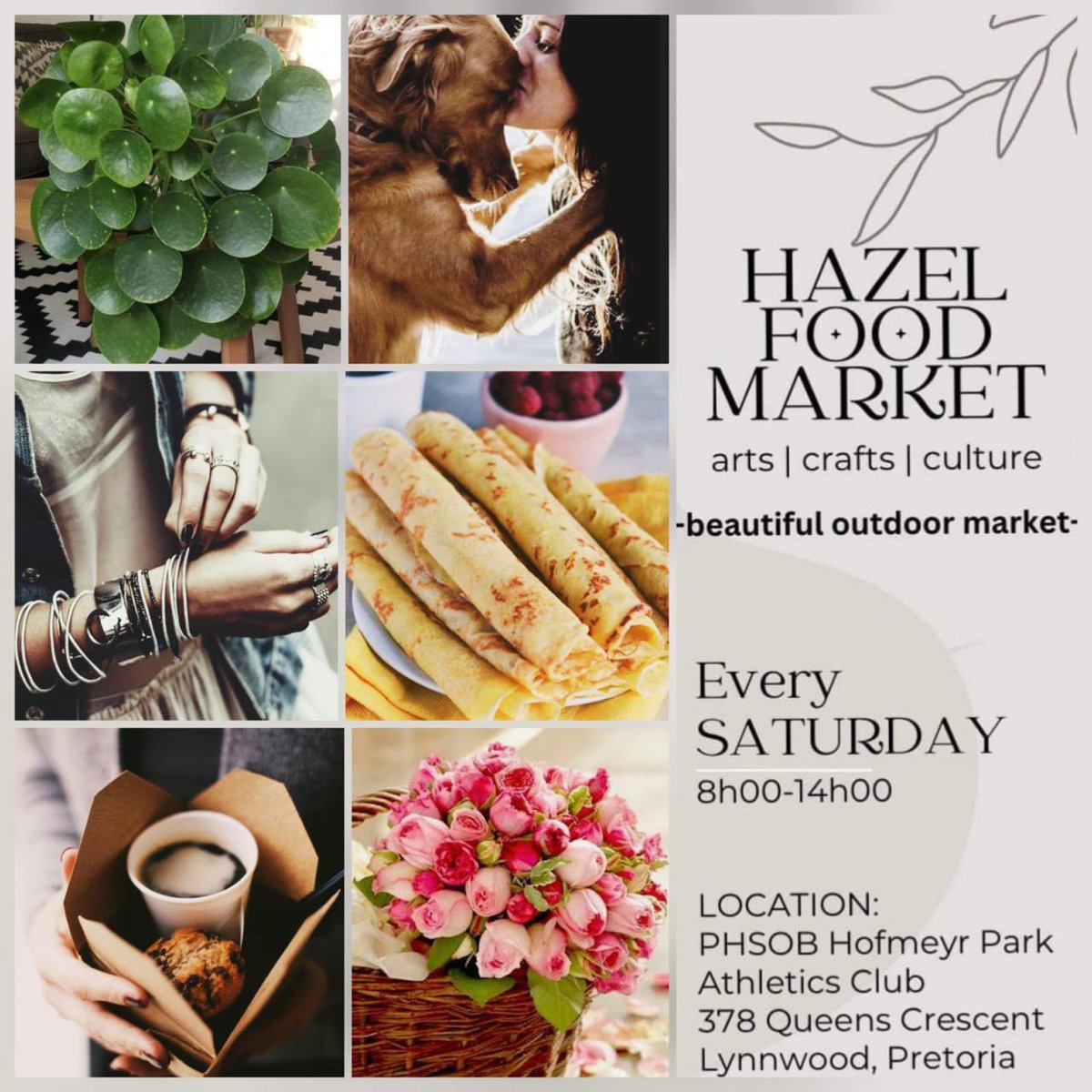 Hazel Food Market ACC Market open every Saturday from 8:00 - 14:00 in LYNNWOOD, Pretoria Cnr Kings & Queens. #famersmarket #artsandcrafts #artisanmade #ArtisanCraft #artisanbakery #supportlocal #supportsmallbusinessowners #internationalcuisine #precooked #booksforkids #books