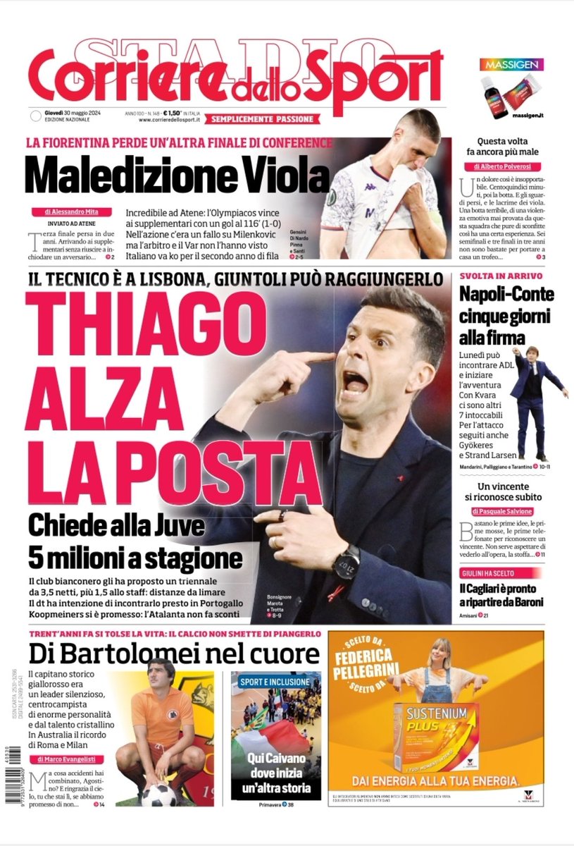 #primapagina #CorSport #edicola #rassegnastampa #Sportiva #30maggio