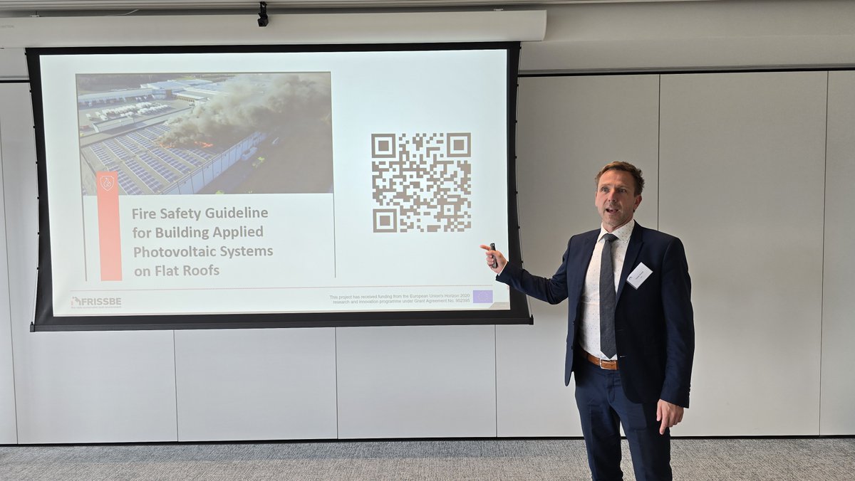 Grunde Jomaas is at the #ENBRI High-Level Summit in #Brussels! Yesterday, he presented about Mitigation of the fire risks tied to the EU’s Green Deal and REPowerEU Strategy. Crucial insights for a safe green transition! #FRISSBE #FireSafety #GreenDeal #ENBRISummit #Sustainability