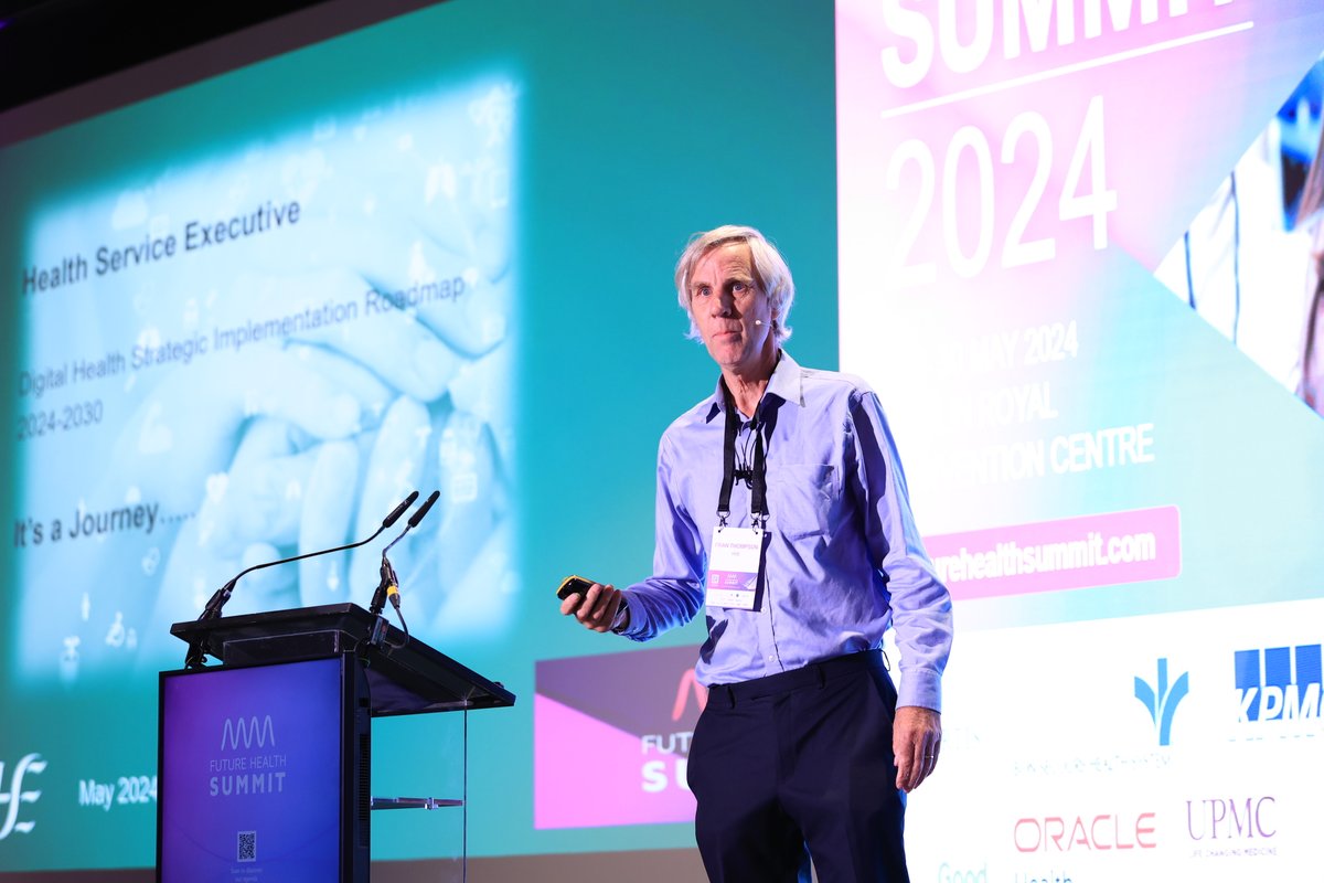 @frthompson introduces the @HSELive Roadmap that will change the landscape of #digitalhealth in Ireland through patient empowerment, connected care and a digitally enabled workforce by 2030. 
@InvestnetEvents #FHSummit24
