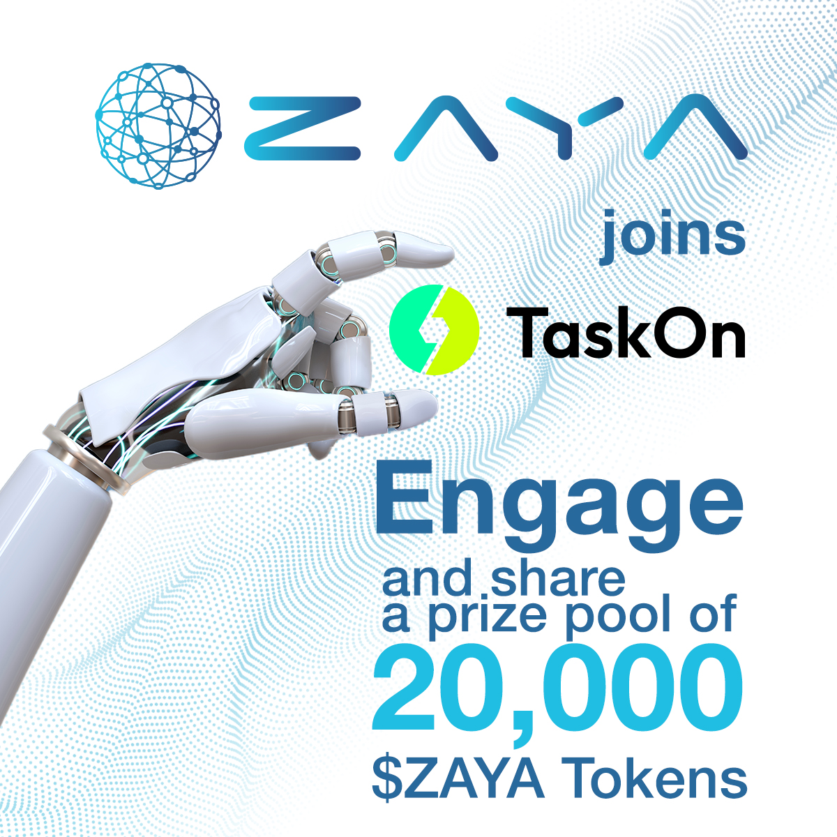 ZayaAI_PathDx's tweet photo. We're thrilled to kick off our first @taskonxyz campaign! 🎁

🏆 20,000 $ZAYA tokens to be shared among 150 Winners

ENGAGE | CONTRIBUTE | EARN 

⏳Quests, sprints & many more starting 30th May, 8:30 UTC until 1st July, 7:30 UTC

JOIN NOW https://t.co/nLB3dDUbsp

#Giveaway