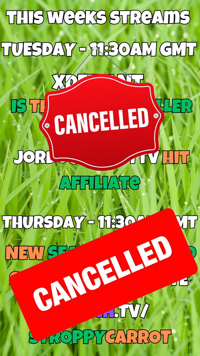 Sorry to do this, people, but I'm still feeling absolute crap so no stream today. Hopefully, will be at it for Tuesdays