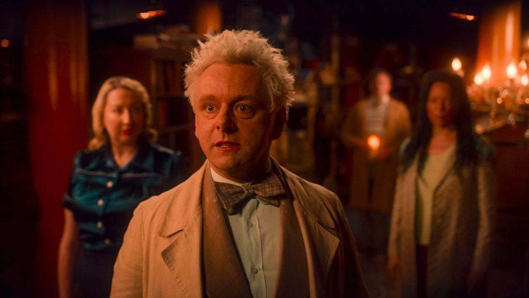 He protec, he attac, but most importantly Maggie, Nina, and Jim got his bac. #GoodOmens #MichaelSheen