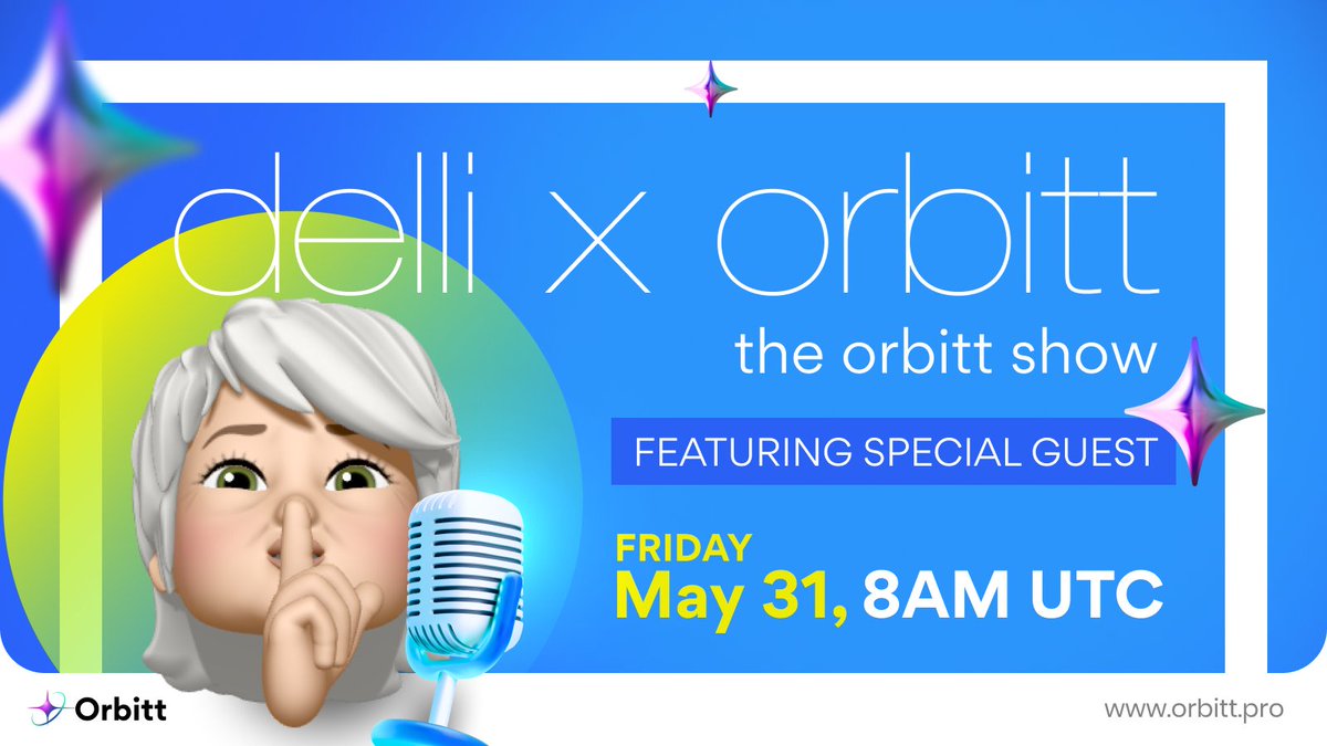 The Orbitt Show is back again 💥 🗓️Friday, May 31 ⌚8 AM UTC 📌 Twitter Spaces⬇️ x.com/i/spaces/1Yqxo… Be sure to set a reminder! We will have a special guest and some news 🗞️ Let's talk about Orbitt, #Crypto, #Solana Network and Utilities 📈