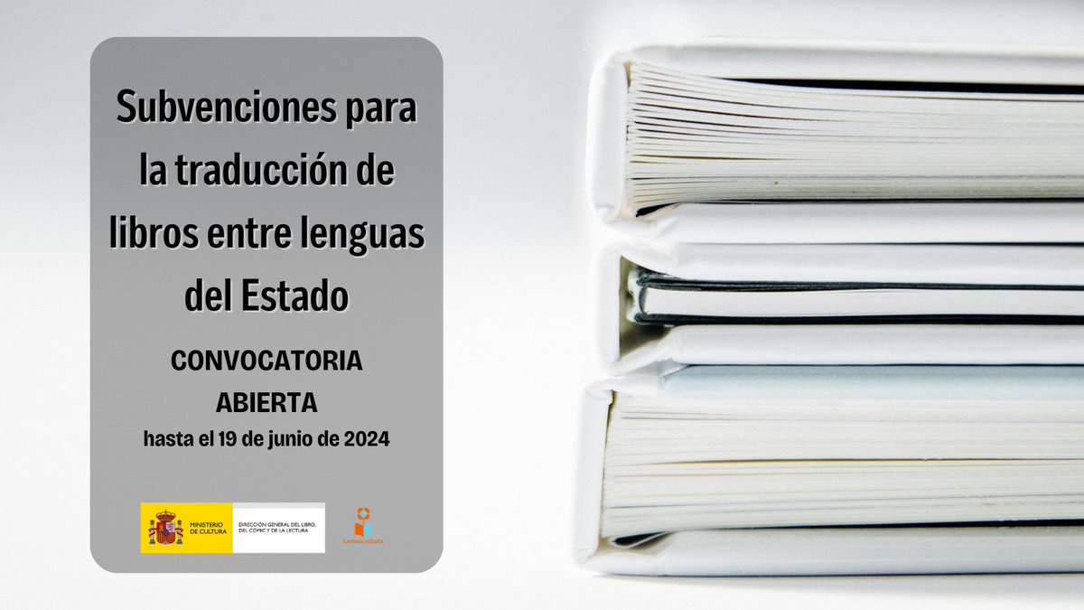 librolecturagob's tweet photo. 📢 ¡ATENCIÓN!

Hoy se abre la convocatoria de subvenciones para la traducción de libros entre lenguas del Estado.

El plazo de presentación de solicitudes permanecerá abierto hasta el 19 de junio ‼️

➕info: https://t.co/xhbBcyrU9c https://t.co/UXPiKRUVa9