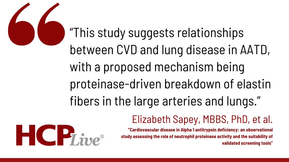 A recent study from @e_sapey of @InflamAge_UoB is calling attention to an increased risk of #CVD measured by arterial stiffness when adjusted for age and #smoking history in patients with #AATD, but only when screened with certain tests. Learn more: hcplive.com/view/tradition…