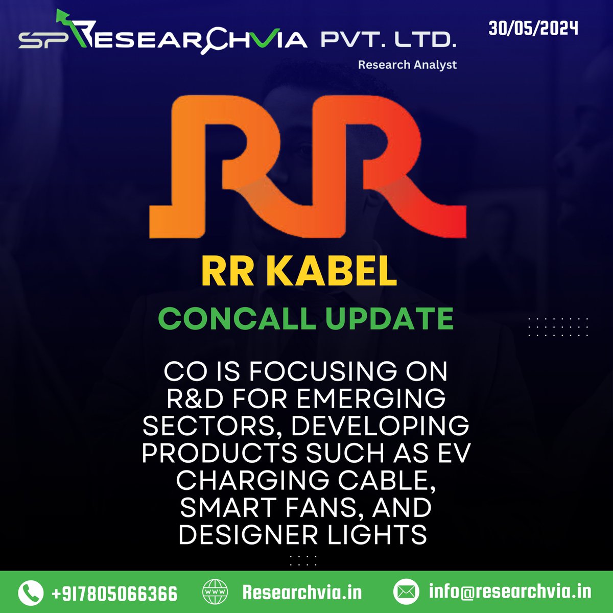 Researchvi54697's tweet image. 🚀 RR Kabel Innovates: EV Charging Cables, Smart Fans, and Designer Lights! 🌟🔬 #RRKabel #Innovation #ConcallUpdate
#MarketNews #ResearchViaDewas  #researchvia
#Updatednews #todaysnewsUpdates 
 #IndianMarketUpdates #recent4recent #money
#moneyattraction #moneymakers