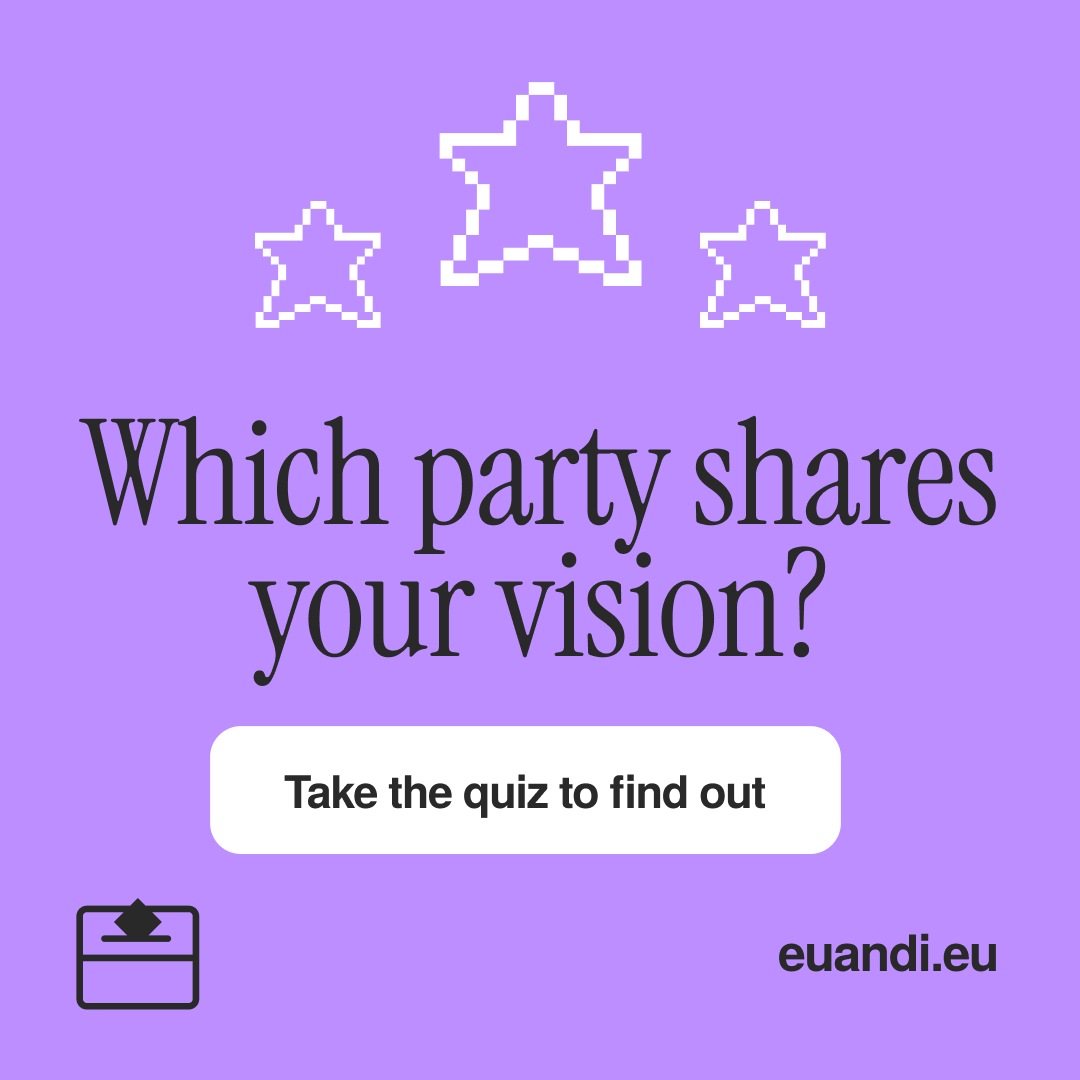 EUI_Schuman's tweet photo. You are 6 minutes (= 30 questions) away from discovering 𝘺𝘰𝘶𝘳 best political match for the 2024 #EPelections. 🗳️

📍 Try the EU&amp;I app and make an informed decision 👉 https://t.co/qVZWfynRSV

#EUandI #YourVisionOurScience #SmartEUvoting
#EUandI2024 #UseYourVote https://t.co/crG4xsda7J