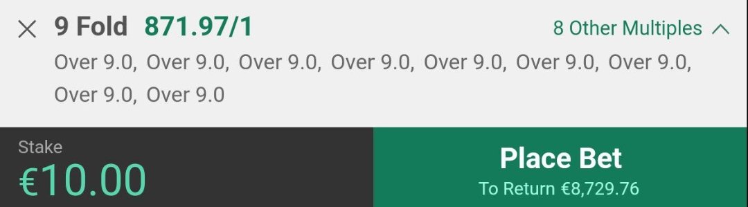 TheStatsKing's tweet photo. ⛳ 871/1 CORNERS ACCA ✍️🕵️

Giving £250 to 2 lucky people if it wins 🤝

Simply LIKE❤️ &amp; RETWEET 🔄 this tweet

LOAD BET HERE ⤵️⤵️
https://t.co/5vOvmEcmcn https://t.co/UJwNwvCzyE