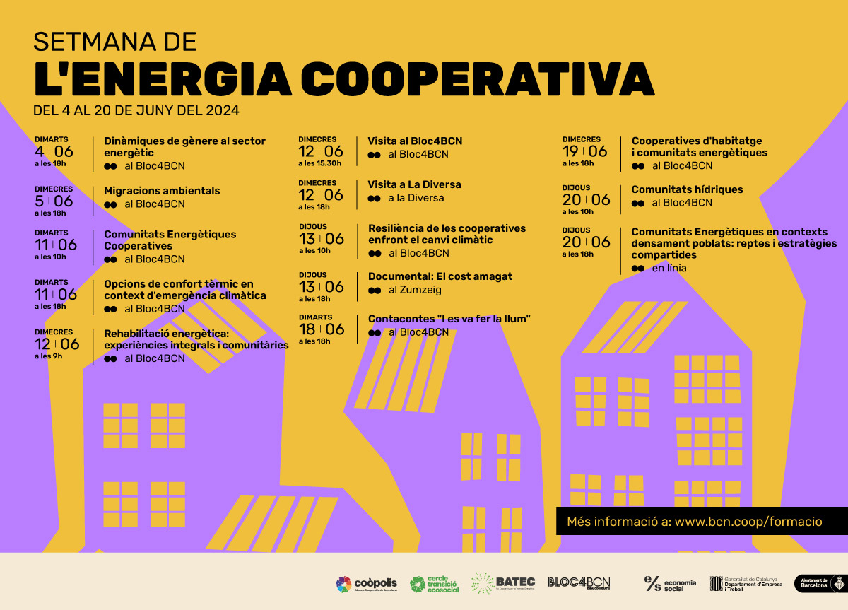 Arriba la Setmana de l'Energia Cooperativa
Un espai de trobada, enxarxament i visibilització de la feina feta, de propostes de futur, per reflexionar de forma conjunta.
La transició energètica ens interpel·la a totes!

+ info bcn.coop/agenda/setmana…

bcn.coop/agenda/setmana…