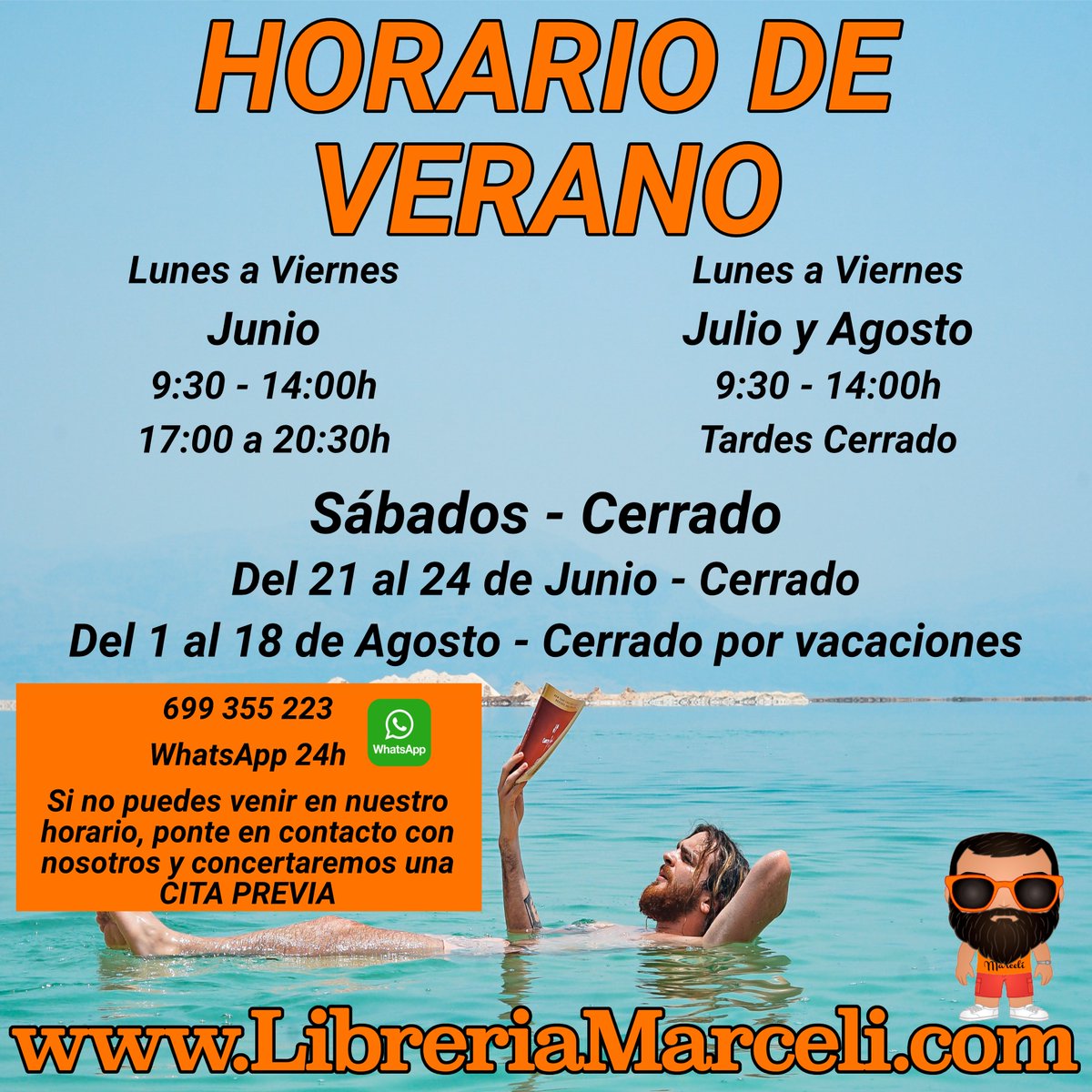 Os traemos nuestro horario de verano para que podáis visitarnos sin problemas:
📅 Del 21 al 24 de junio - Cerrado
📅 Del 1 al 18 de agosto - Cerrado por vacaciones
📌 Si no puedes venir en estos horarios, ¡no te preocupes! Mándanos un mensaje y arreglamos una CITA PREVIA para ti.
