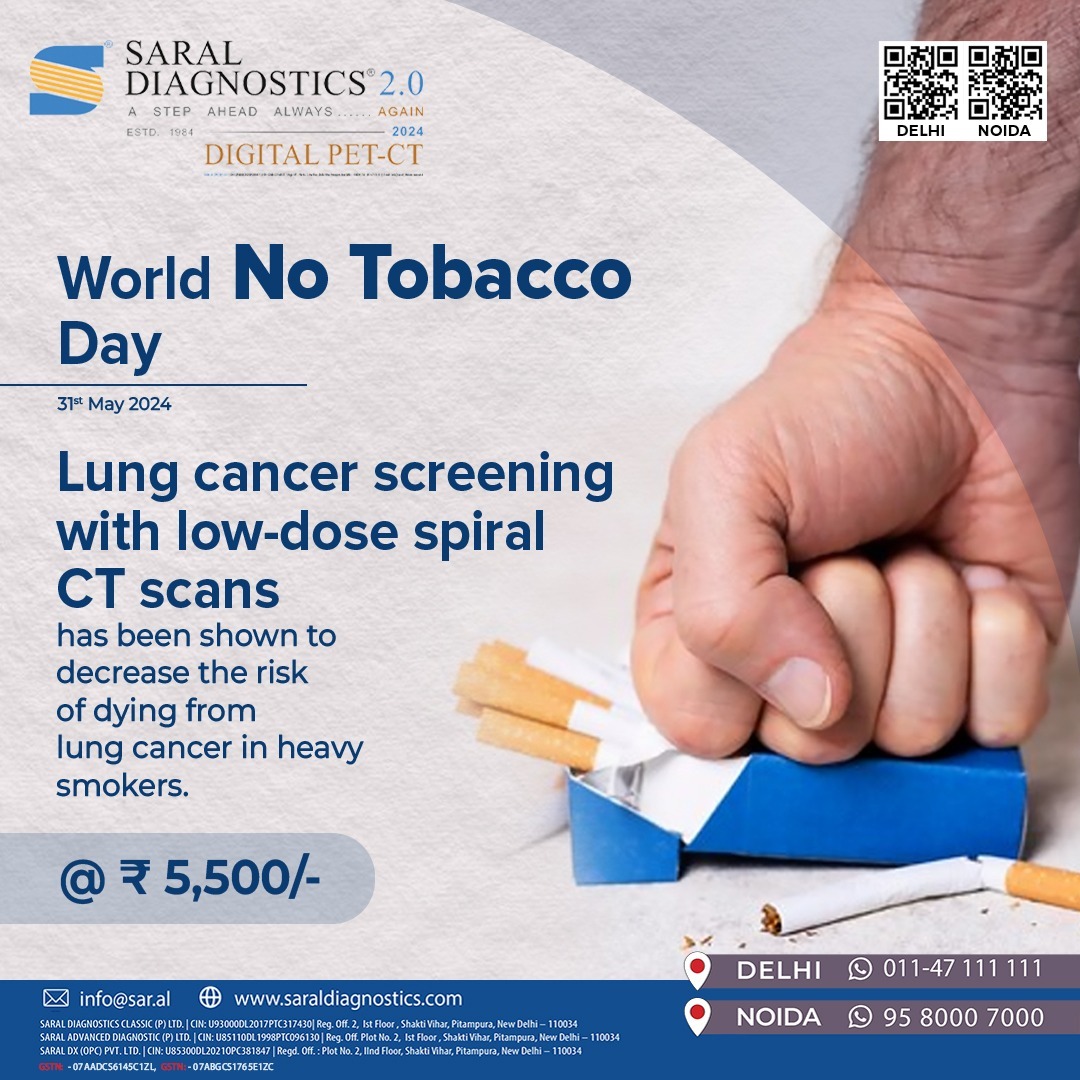 Breathing in health, exhaling tobacco. Let's make every day World No Tobacco Day.
#NoTobaccoDay #saraldiagnostics #health #doctors #medical #lab #diagnosticcentre #bodycheckup #mri #ct #xray