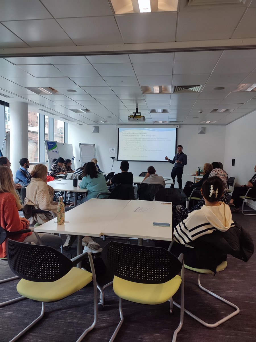 Roci Toribio (@rocitoribio) on Twitter photo At NES this morning, teaching the new generation of GPs about the Pharmacotherapy service in primary care and the role of pharmacists in managing patients as part of the MDT.
<a href="/bchpman/">Barry Chapman</a>
<a href="/NHS_Lothian/">NHS Lothian</a> <a href="/NHS_Education/">NHS Education for Scotland (NES)</a> <a href="/NHSLothianPharm/">NHS Lothian Pharmacy</a> #pharmaeducation
#pharmacotherapy
#polypharmacy At NES this morning, teaching the new generation of GPs about the Pharmacotherapy service in primary care and the role of pharmacists in managing patients as part of the MDT.
<a href="/bchpman/">Barry Chapman</a>
<a href="/NHS_Lothian/">NHS Lothian</a> <a href="/NHS_Education/">NHS Education for Scotland (NES)</a> <a href="/NHSLothianPharm/">NHS Lothian Pharmacy</a> #pharmaeducation
#pharmacotherapy
#polypharmacy