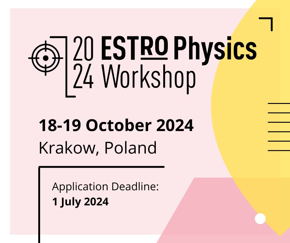 📣 Join us for the 7th ESTRO Physics Workshop 2024: Science in Development!

📅 Date: October 18-19, 2024
📍 Location: Krakow, Poland
⏰Application deadline: 1 July 2024

👉 Check out the programme and register now!
🔗 Register here: bit.ly/3VjwJTJ

#medphys #radonc