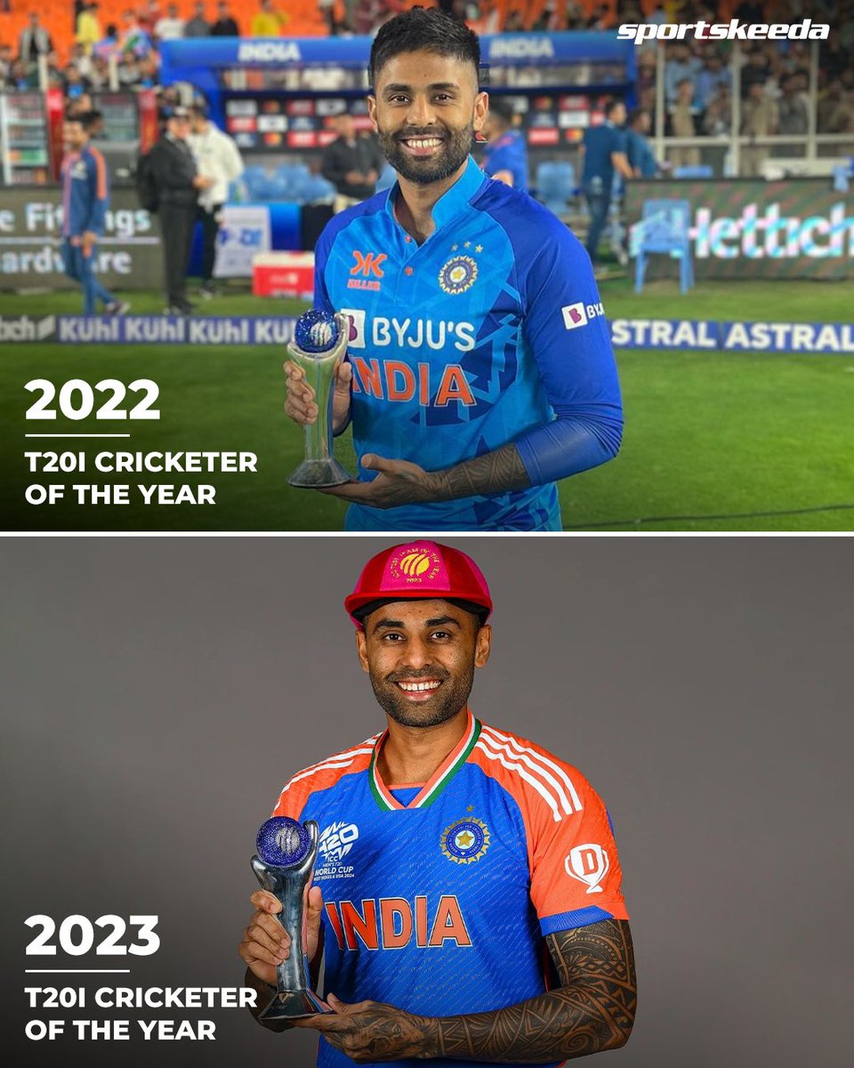 SKY is the only player in history to claim T20I cricketer of the year award multiple times. 🔥

#SuryakumarYadav #India #T20WorldCup