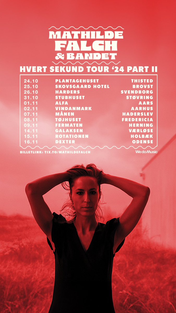 MathildeFalch's tweet image. Efterårstour! ☄️🤩❤️
Billetsalget er netop åbnet til min og bandets efterårstour! Jeg glæder mig meget til at se jer. 😘
Kram M