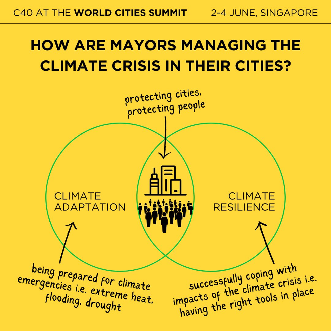 On 2 June 2024, C40 will bring together over 10 mayors & leaders to share climate adaptation perspectives of the world's biggest cities. 🏙️ 🌏 The C40 Mayoral Roundtable session is part of the upcoming #WorldCitiesSummit in Singapore – watch this space for updates. #WCS2024