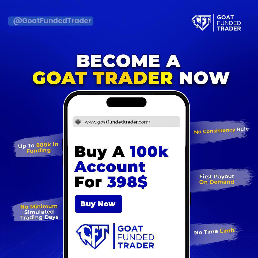 Imagine paying $398 for a $100k Goat Challenge. Passing it. And having a $100k Funded Account, which potentially can set you free. GET FUNDED NOW 🐐 goatfundedtrader.com