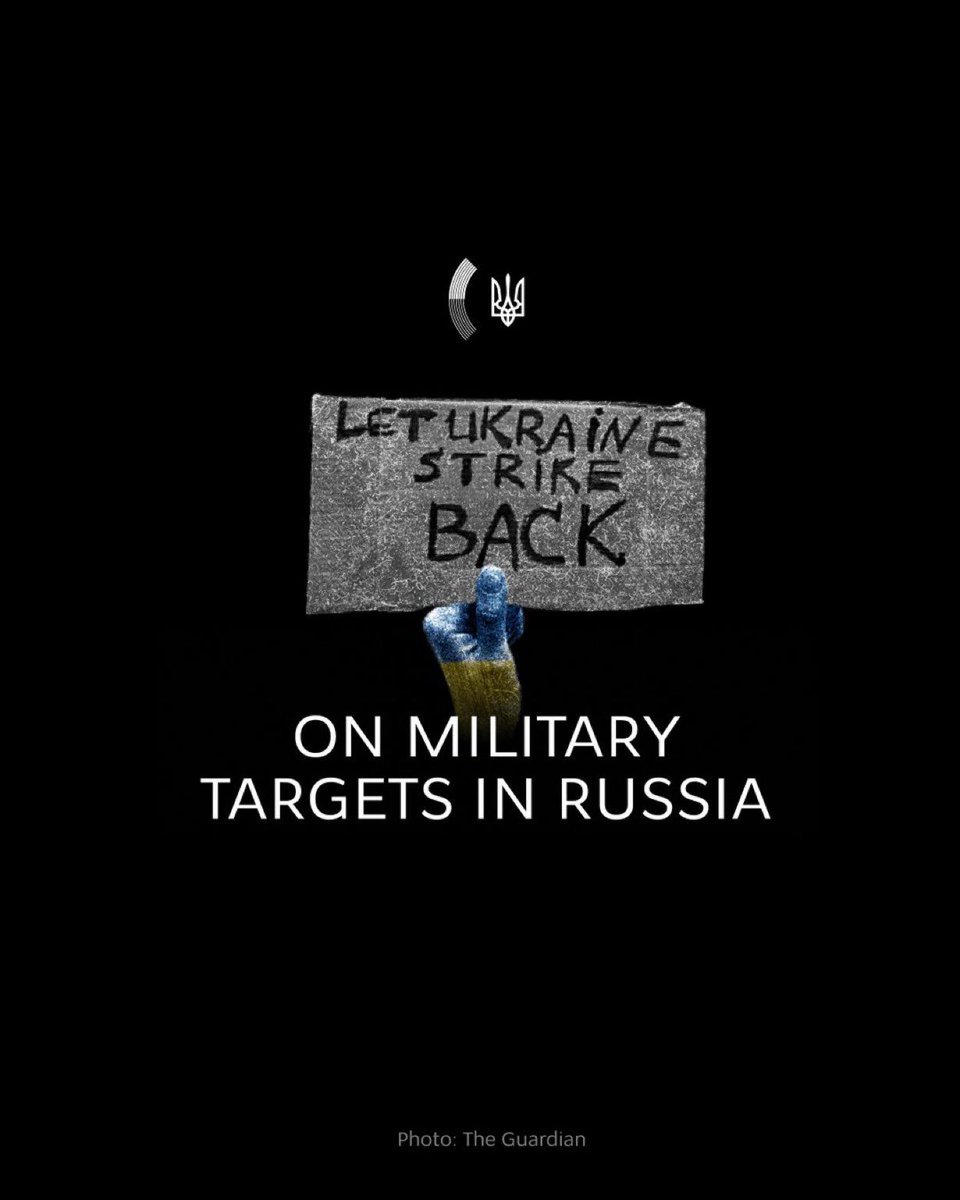 Ukraine must have the world’s full support to defend itself, so #LetUkraineStrikeBack on military targets in Russia. Being under constant attacks, we have all the right to push Russian invaders back from the Ukrainian borders and prevent the terror from spreading.