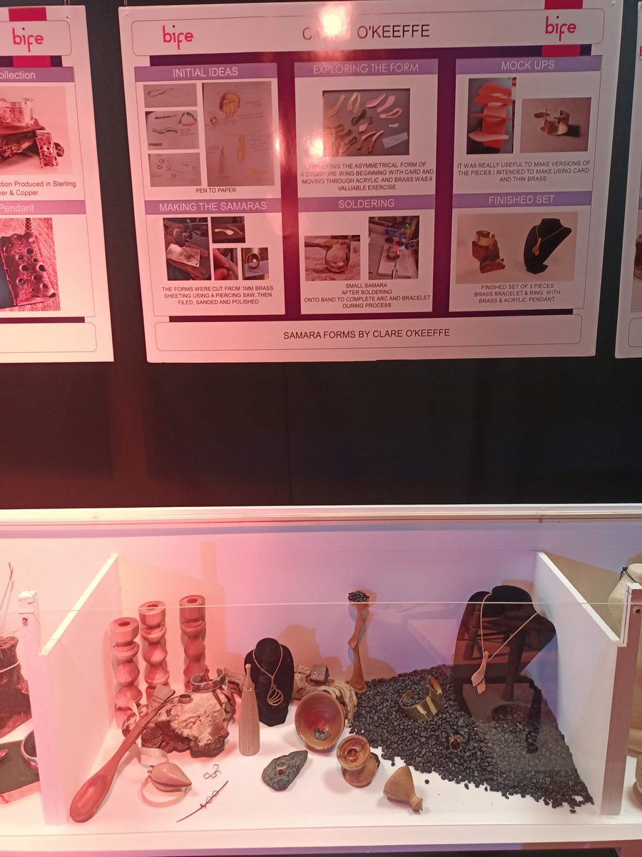 BrayInstituteFE's tweet photo. Pictured are Jewellery stands from the recent Art & Design Graduate Show 2024 displaying the pieces that the BIFE Jewellery Making & Woodcraft students designed and created. #jewellerymaking #woodcraft #design #art #graduateshow #plc #furthereducation #bifecourses ๐๐๐ https://t.co/Fi4b023345