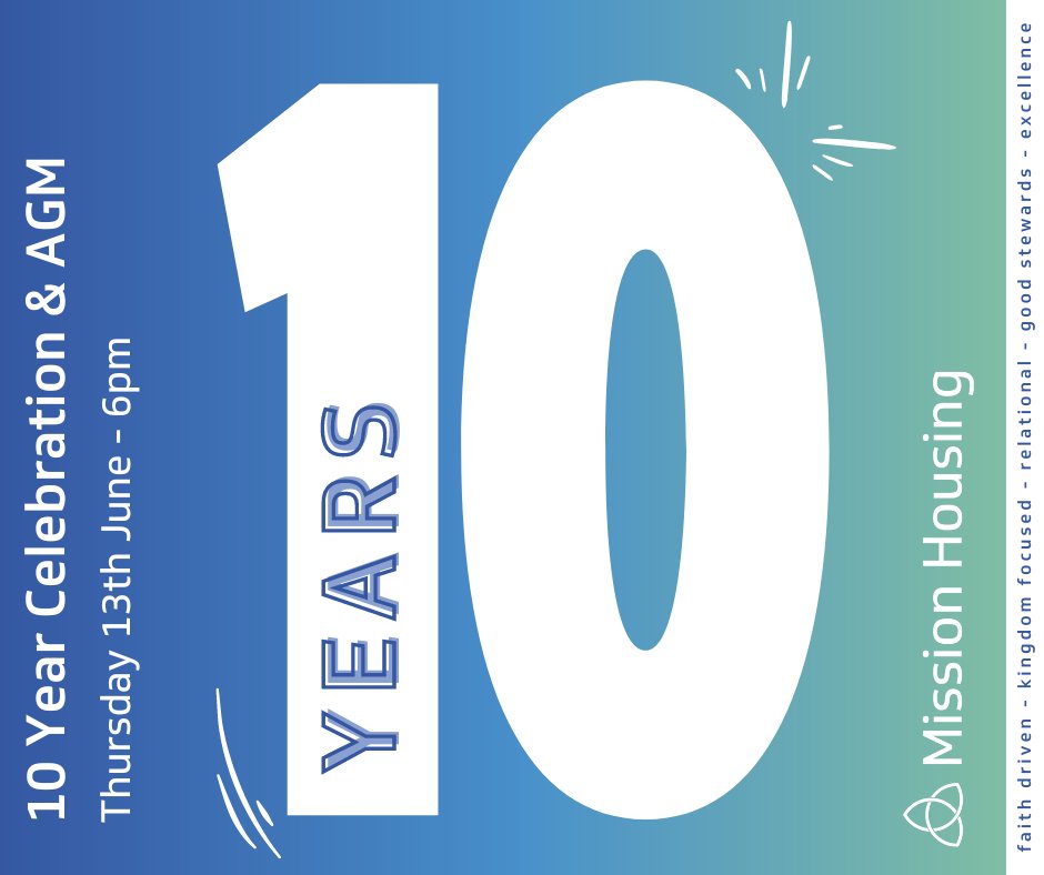 Mission Housing is 10 years old this year! On 13th June at 6pm, we are holding our Annual General Meeting and 10 year celebration at Bethnal Green Mission Church.
We would love to see you there! More info on other socials.
#agm #missionhousing #10thbirthday