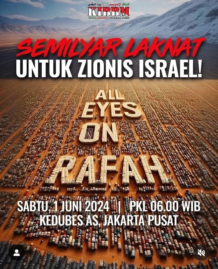 Hari Sabtu tanggal 1 Juni akan digelar aksi massal bela Palestina di depan Kedubes Amerika.
Amerika Serikat terlibat langsung dalam upaya genosida di Palestina sehingga perlu digeruduk. 💪