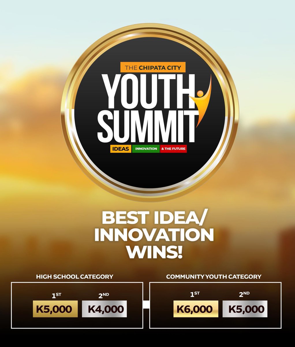 GeorgeMwanza22's tweet image. #CHIPATAyouthSummit- Best idea/innovation wins ka something….
#schoolBasedCATEGORY and #communityBased Category 

More details will be given on how to present your idea/innovation…
