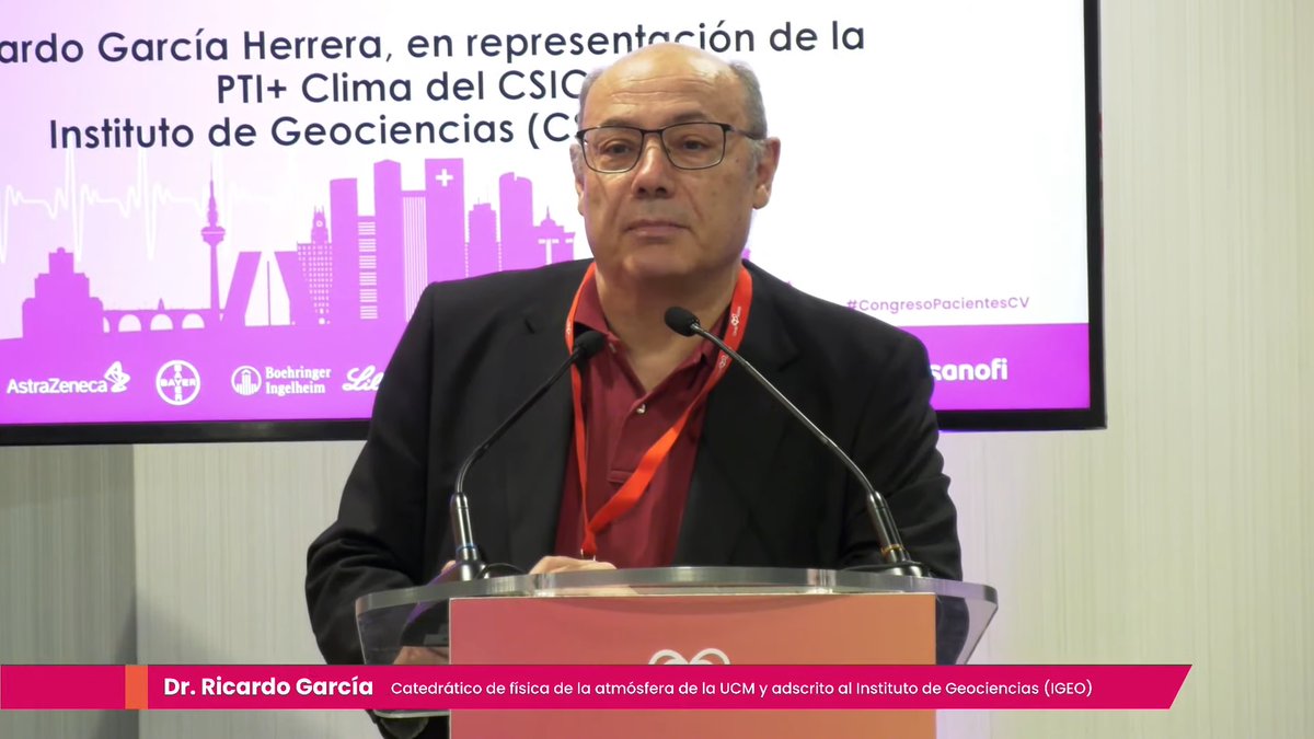 El investigador de la PTI #Clima Ricardo García explica los impactos del #cambioclimático en la salud cardiovascular en la inauguración del #CongresoPacientesCV de @Cardioalianza.