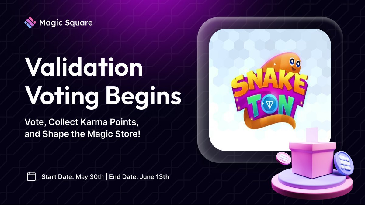 🐍 Enter @SnakeTON_Game - A #GameFi Survival on TON!

🎮 Navigate and survive in-game directly via Telegram
⚔️ Join intense PvE & PvP battles
🏆 Compete for rewards on the secure TON platform

Vote for SnakeTON and EARN on the Magic Store 👇💸
magic.store/app/snaketon