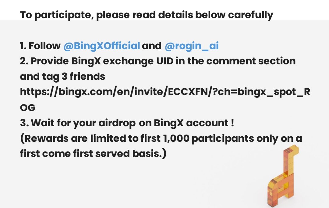 Congrats! ROG is live on <a href="/BingXOfficial/">BingX</a>. 

ROG Airdrop is ready for you NOW !

bingx.com/en/invite/ECCX…

#ROG #Airdrop #BingXOfficial #rogin_ai #Tag3Friend